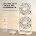Dual Head Air Circulation Desktop Fan – High Wind Power, Double Layer Design for Office, Home & Dorm. 