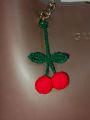 Crochet Cherry bag charm. 