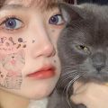 24 Sheets Cute Cartoon Cat Temporary Tattoos Watercolor Cat Design Tattoo Sticker For Woman Kids Waterproof Face Hand Fake Tatto. 
