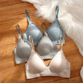 FINETOO Women Wireless Bra Deep V Padded Bralette S-XL Trendy Stripe Knitting Bras  Ladies Brassiere Solid Underwear 6 Color. 