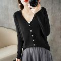 2025 new V-Neck Temperament Small Fragrance Women's Knitted Sweater Coat Special Cardigan ZHI D035. 