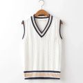 Sweater Vest Men Thicken V-neck Sleeveless Knitted Sweaters Vests Striped Retro Preppy-style Simple Chic Loose Casual All-match.