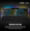 Corsair K100 RGB Gaming Keyboard — Optical-Mechanical OPX Switch | AXON 4000Hz Hyper-Processing | Dynamic Per-Key RGB + 44-Zone LightEdge | PBT Keycaps | iCUE Control Wheel | Ultra-Fast PC Gaming Keyboard | Black. 