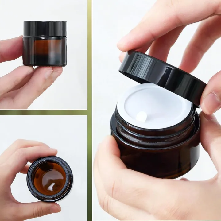10pcs%205g-50g%20Amber%20Brown%20Glass%20Cosmetic%20Jar%20Face%20Cream%20Bottles%20Portable%20Travel%20Face%20Cream%20Cosmetic%20Container%20Accessories%20-%20Image%203