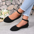 Women's Retro Mary Jane Shoes, Black Low-Top Square-Toe Ankle Strap Flats, Fashionable Retro Style, Comfortable Soft-Soled Ballet Flats, Suitable for Everyday Wear, Spring and Autumn Seasons.