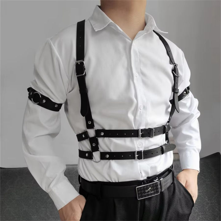 Techwear Hip Hop Punk Leather Body Harness Chest Shoulder Strap Men Multi Function Adjustable Gothic Waist Belt