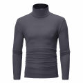Autumn Winter Men's High Neck T-shirt Slim Fit Fashion High Elastic Long Sleeve Cotton Casual Breathable Apparel Pullover. 
