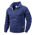 Spring Autumn Men's Standing Collar Half Zipper Sportswear Long Sleeve Sweatshirts Men Casual Knitted Pullovers Daily Coats.