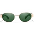 CREEK Trendy Retro Oval Sunglasses for Women – Golden Frame with Green UV Lenses | 2025 Designer Fashion Shades. 