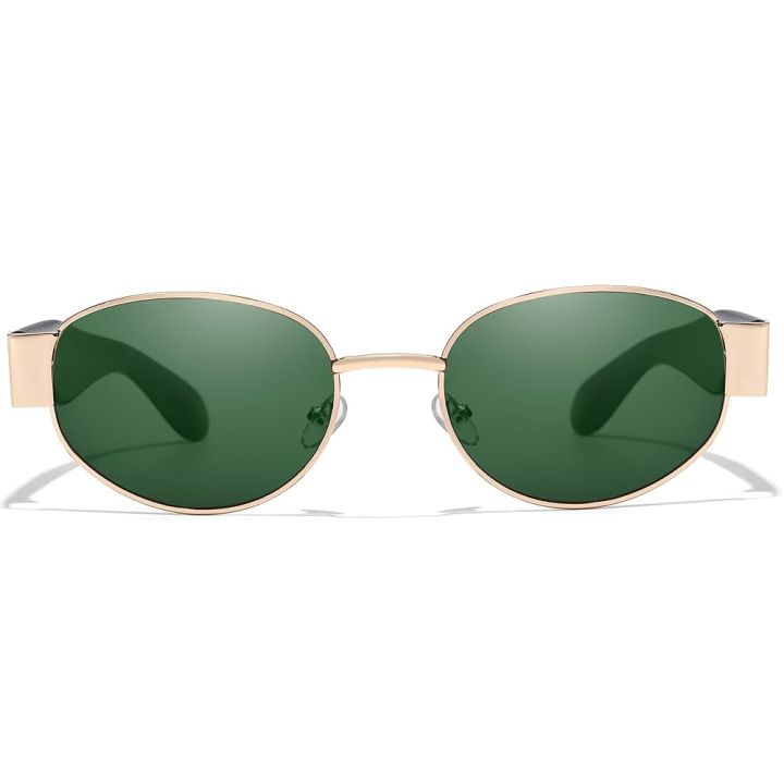 CREEK%20Trendy%20Retro%20Oval%20Sunglasses%20for%20Women%20%E2%80%93%20Golden%20Frame%20with%20Green%20UV%20Lenses%20%7C%202025%20Designer%20Fashion%20Shades%20-%20Image%203