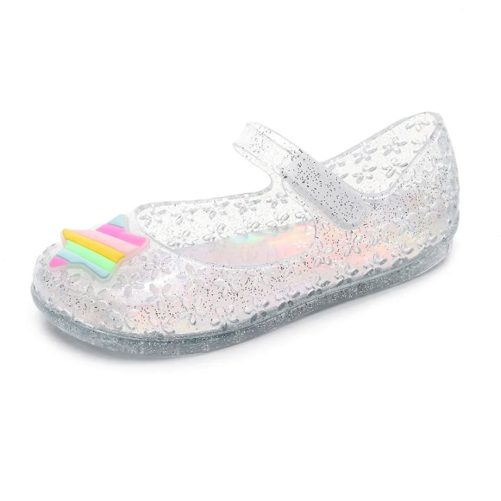 Children's%20Cute%20Transparent%20Sandals%20Princess%20Shoes%20Girls%20Star%20Pattern%20Hollow%20Out%20Flower%20Waterproof%20Anti%20Slip%20Soft%20Flat%20Shoes%20-%20Image%202