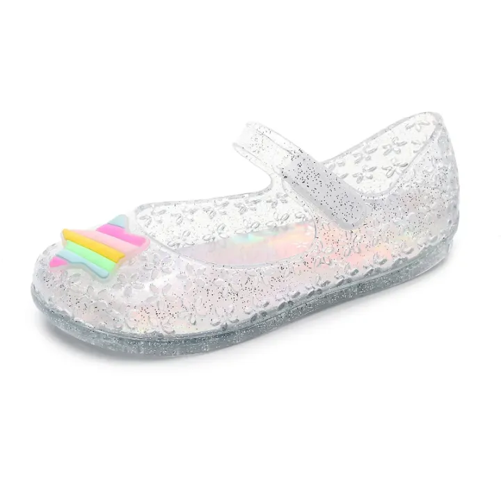 Children's%20Cute%20Transparent%20Sandals%20Princess%20Shoes%20Girls%20Star%20Pattern%20Hollow%20Out%20Flower%20Waterproof%20Anti%20Slip%20Soft%20Flat%20Shoes%20-%20Image%202