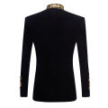 European and American Size Rope Button Three-dimensional Men's Ball Performance Court Dress Noble Retro Velvet Suit Blazer. 