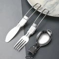3PCS/1Set Portable Outdoor Camping Travel Picnic Foldable Stainless Steel Cutlery Set Spoon Fork Knife Tableware Outdoor Travel.