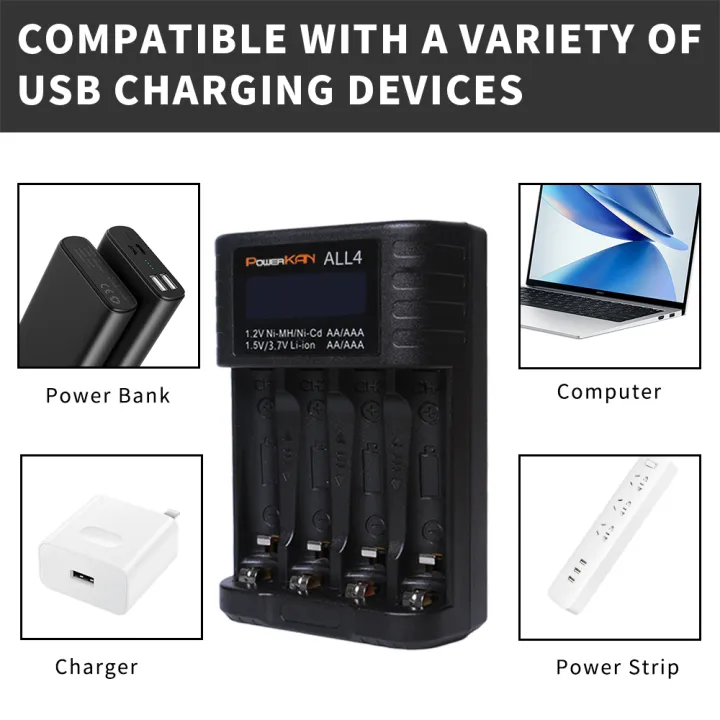 POWERKAN%20ALL4%20AA/AAA%204-slot%20Small%20Convenient%20Battery%20Charger%20for%201.2V%20%20Hi-MH&%201.5V/3.7VLi-ion%20With%20LCD%20Screen%20-%20Image%205
