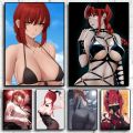 1PC Sexy Girl Makima Chainsaw Man Poster Self-adhesive Art Waterproof Paper Sticker Coffee House Bar Room Wall Decor. 