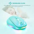 Mouse Seenda IWG-FGM LED Bluetooth mouse 3 mode silent rechargeable mouse multi device compatible BT 5.0/BT 3.0/2.4ghz compatible with laptop,pc, windows, android upto 2400Dpi light green color. 
