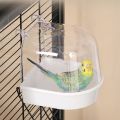 Transparent Bird Bath Tub - Splash-Proof PP Shower for Parrots, Lovebirds & Conures w/ Easy-Grip Handle. 