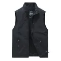 FGKKS Spring New Men Waistcoat Outdoor Leisure Solid Color Vest Young Middle-aged Photography Fishing Casual Vest Jacket Male. 