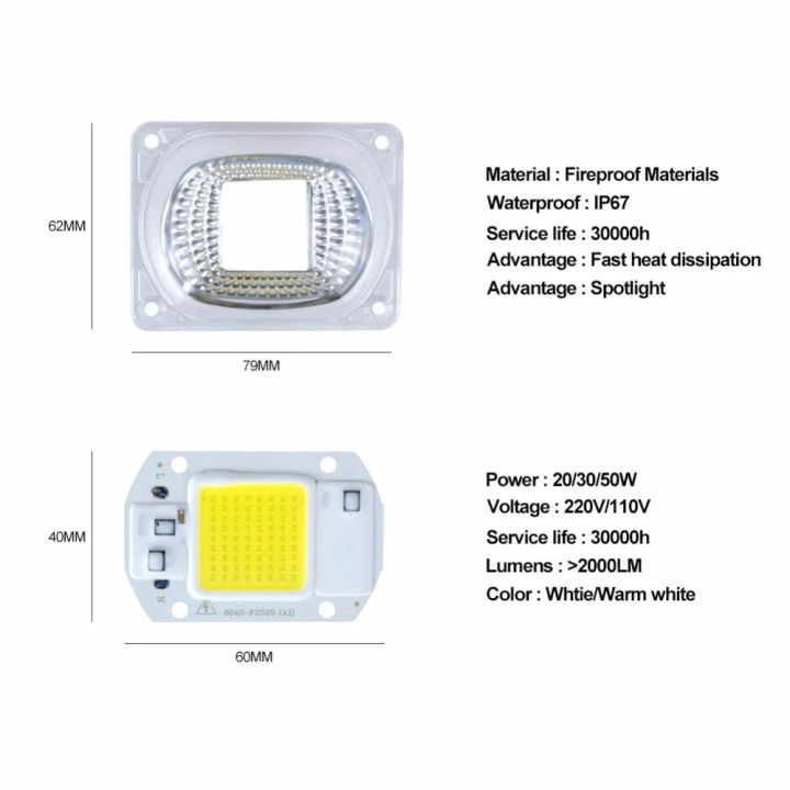 20W%2030W%2050W%20COB%20LED%20Light%20Matrix%20With%20Lens%20Reflector%20110V%20220V%20Smart%20IC%20High%20Power%20Diode%20Array%20Chip%20Lamp%20DIY%20Floodlight%20lightify%20-%20Image%202