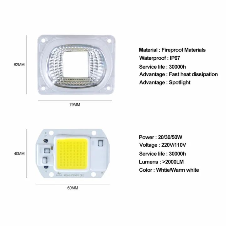 20W%2030W%2050W%20COB%20LED%20Light%20Matrix%20With%20Lens%20Reflector%20110V%20220V%20Smart%20IC%20High%20Power%20Diode%20Array%20Chip%20Lamp%20DIY%20Floodlight%20lightify%20-%20Image%202