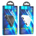 Hoco J100 High-Ranking 10000mAh Power Bank – Dual USB Output, Type-C & Micro-USB Input – Black.