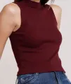 Mock Neck Sleeveless Crop Top. 