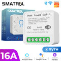 Tuya Mini WiFi Relay Smart Switch 16A 2-way Control Supports Alice, Alexa,  Home Smart Life Applications. 