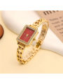 Women Square Drill Point Scale Dial Quartz Steel Strap Watch. 