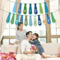 Happy Father's Day Tie Banner Moustache Hat best dad pattern Pull Flag Banner Father’s Day Party Hanging Backdrops Decorations. 