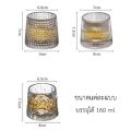[Ready stock] whisky glass whiskey spinning glass whisky glass crystal design whisky glass crystal shape whisky glass round base rotatable. 