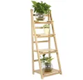 4 TIER WOODEN RACK WOODEN LADDER FOLDING BOOK SHELF STAND PLANT FLOWER DISPLAY SHELVING RACK | MULTI PURPOSE RACK | HOME STORAGE HANDMADE LADDER SHELF. 