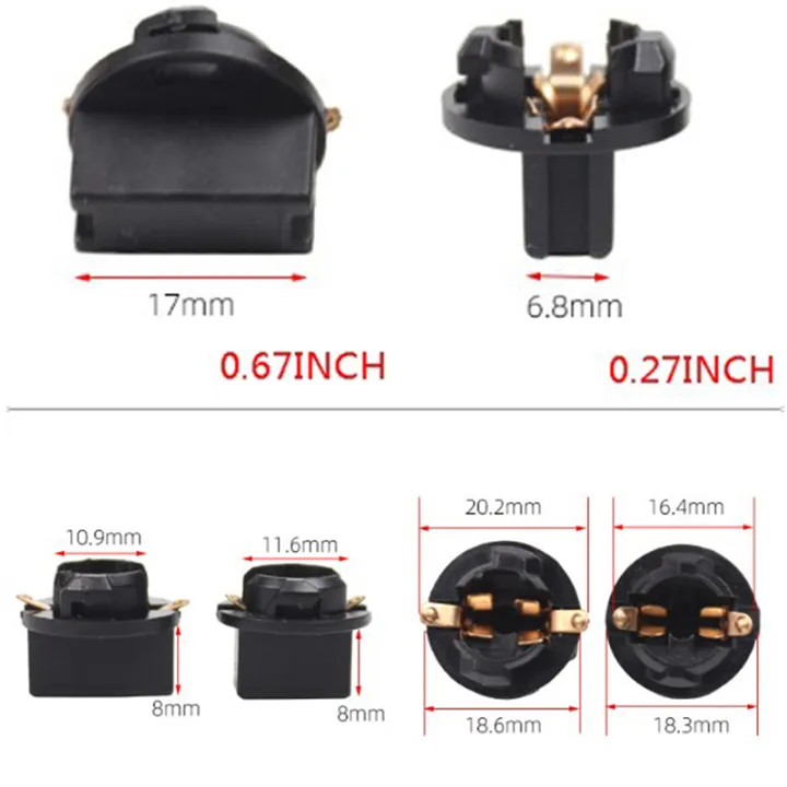 10pcs%20T10%20Socket%20Dashboard%20Instrument%20Panel%20Socket%20T10%20W5W%20168%20192%20194%20Twist%20Lock%20Wedge%20Bases%20Lamp%20Dash%20Bulb%20Plug%20-%20Image%206