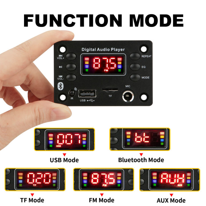 DC%20%2012V%20Bluetooth%205.0%20MP3%20WMA%20WAV%20APE%20Decoder%20Board%20Hands-free%20Car%20Audio%20Microphone%20USB%20TF%20FM%20Radio%20Mp3%20Music%20Player%20Speaker%20-%20Image%202