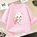 Cat Girls T Shirt Clothes Girls Animal Children T-Shirt Kids Summer Cat Lively Cute Funny Baby T Shirts Tops 2023. 