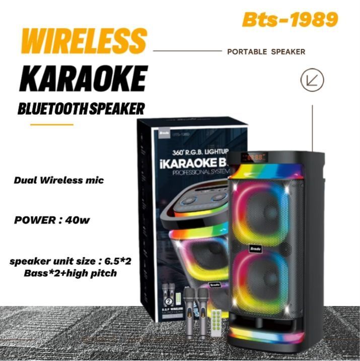 BRODU%20BTS-1989%20WIRELESS%206.5*2%20KARAOKE%20SPEAKER%20WITH%202%20WIRELESS%20RECHARGEABLE%20HIGH%20QUALITY%20MIC%20-%20Image%205