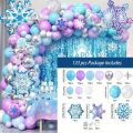 133PCS Snowball Balloon Garland Set - Blue, Purple and White for Winter Parties, Birthdays and Indoor/outdoor Decorations. 