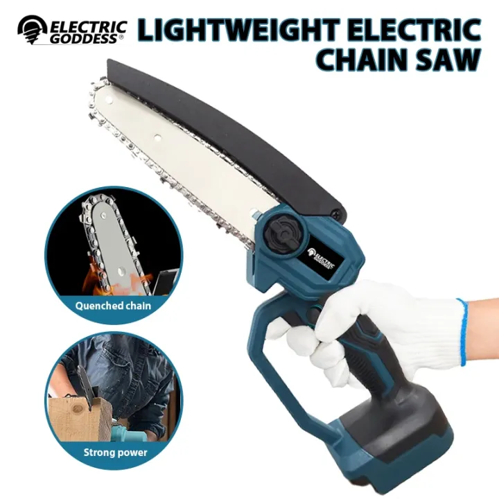 6 Inch Mini Cordless Electric Chain Saw Woodworking Handheld Pruning ...