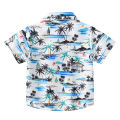 Beach wind holiday wind print casual boys' shirts Summer children's short sleeve fashion lapels cool coconut tree Korean shirt.
