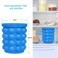 BQ&MS TECH Ice Bucket, Large Silicone Ice Bucket & Ice Mold with lid, (3 in 1)Space Saving Ice Cube Maker, Silicon Ice Cube Maker , Portable Silicon Ice Cube Maker Genie. 