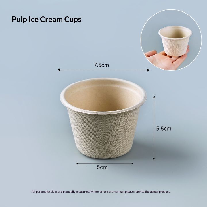 5/10/20/50pcs%205OZ%20Ice%20Cream%20Cup%20Environmentally%20Friendly%20Degradable%20Disposable%20Celebrity%20Dessert%20Pulp%20Light%20Food%20Paper%20Bowl%20-%20Image%205