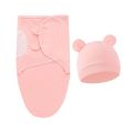Baby Blanket Hat Set Cartoon Printed Cotton Newborn Swaddle Adjustable Infant Blankets Wraps Applicable All Seasons 0-6 Months. 