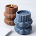 Stripe Candle Holder Silicone Mold 3D Geometric Cylindrical Scented Candle Soap Gypsum Concrete Pouring Mold DIY Craft Home Deco. 
