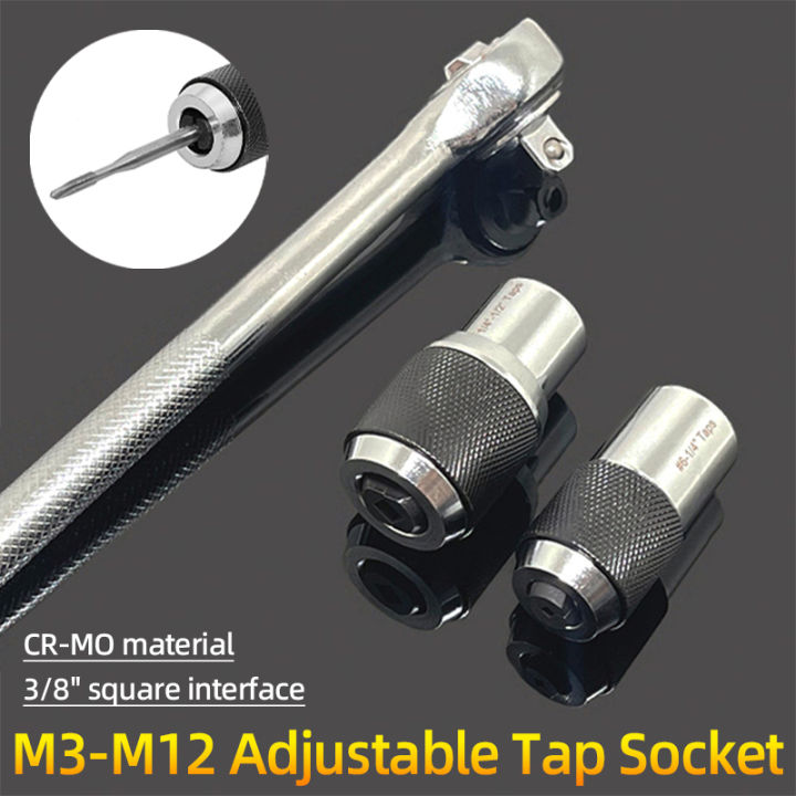 M3-M12 Screw Tap Socket 3/8'' Square Drive Adjustable Jaw Tap Holder ...