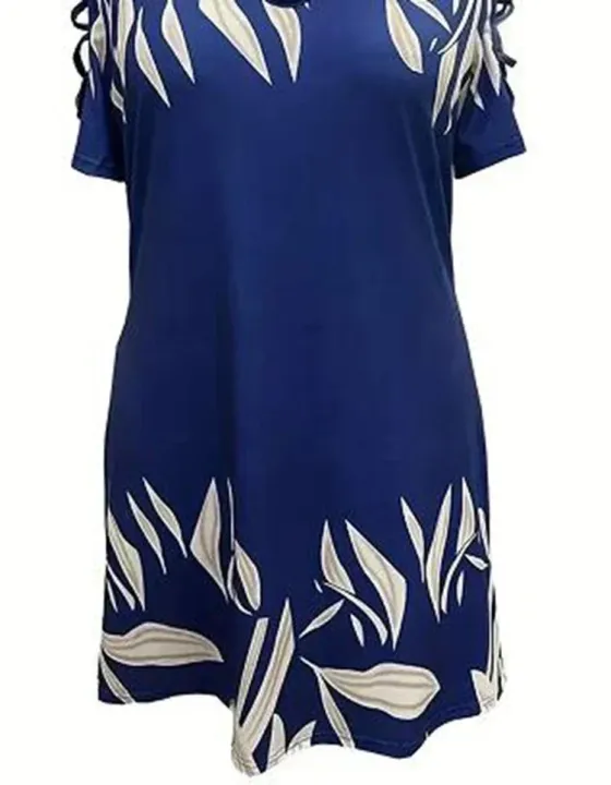 Women%20Fashion%20Plus%20Size%201XL-5XL%20Off%20The%20Shoulder%20Printed%20Short%20Sleeve%20Dress%20Ladies%20Elegant%20Knee%20Length%20Dress%20-%20Image%204