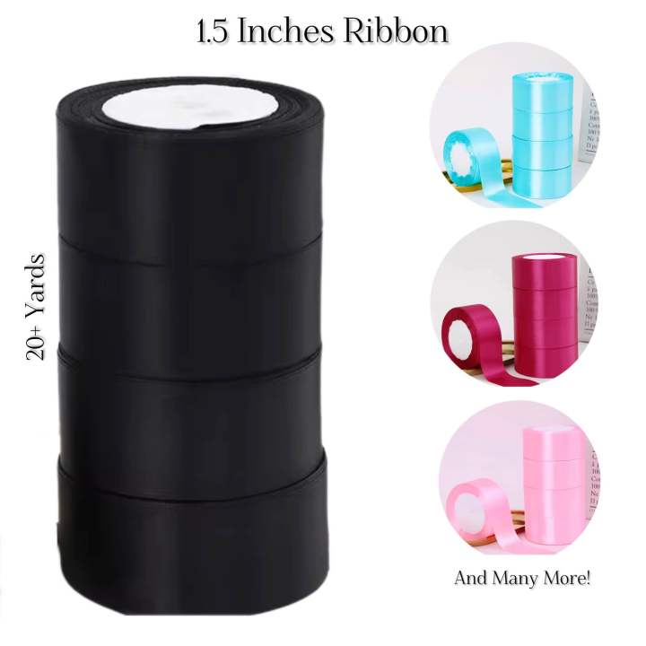 1.5 Inches Satin Ribbon Roll (17 plus Yards) , 3.81 cm Wide Ribbon Roll ...