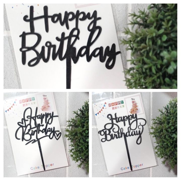3pcs Plastic Happy Birthday Cake Topper