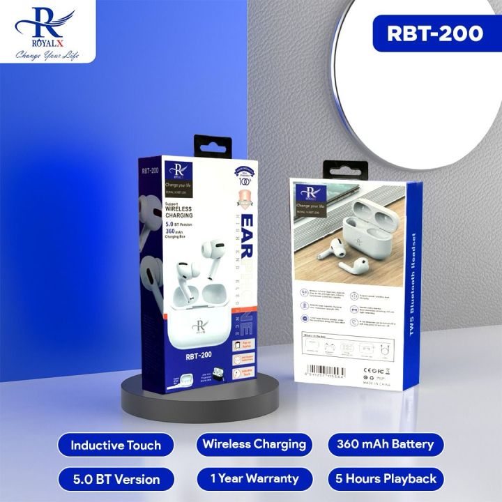 wireless earbuds rbt-200 with 1 year warranty