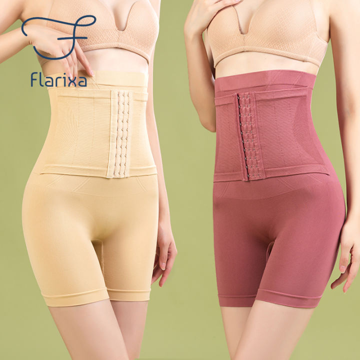 Flarixa Seamless Shapewear High Waist Boxer Waist Trainer Women's Corset Breasted Flat Belly Panties Plus Size Body Shaper