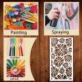 16pcs Reusable Geometric Pattern Stencils White Plastic Drawing Templates for DIY Furniture Canvas Tile Wall Floor Glass Window. 